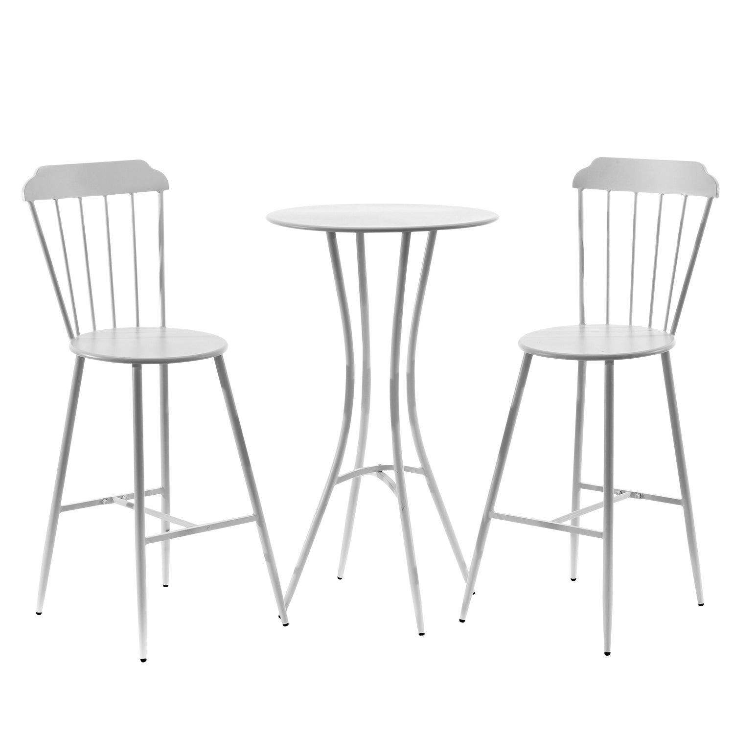 VESTIAMO CASA GIARDINO - Set giardino Bistrot tavolo rotondo 60 cm e 2 sedie in metallo Bianco